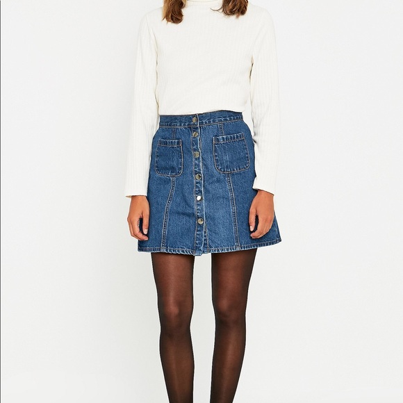 BDG Denim Button-Front Skirt Mini A-Line - Picture 3 of 7